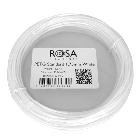 Filament ROSA 3D PETG 0,1kg White Biały